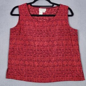 COLDWATER CREEK Tank Top Womens Small Red Dark Floral Shirt Embellished